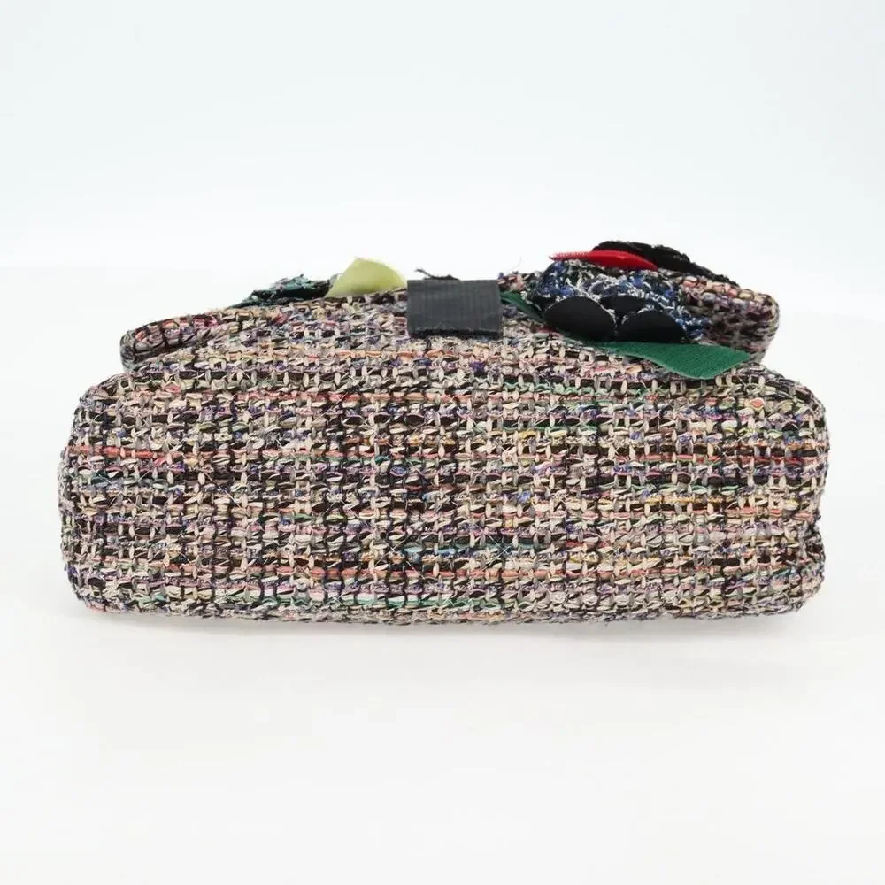 Chanel Matelasse Tweed Camellia Chain Shoulder Bag Multicolor